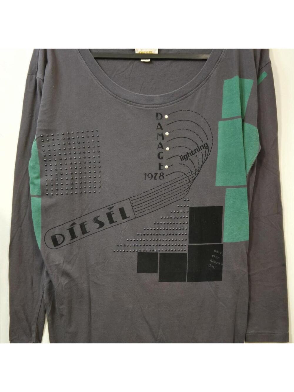 Diesel Women's Grey and Green Dress